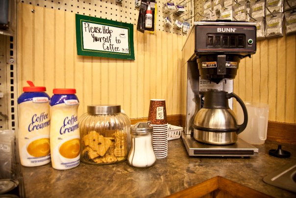 free coffee in the den